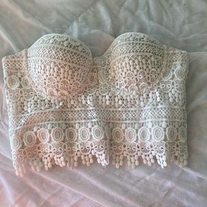 XS Cute Strapless Corset for Coachella/Festival in Cream